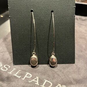 Silpada Sterling Bean Threader Earrings 925 Sterling Silver W2032 Oval Dangle